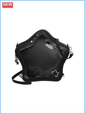 Star Shape Ita Bag PU Leather Pins Display Crossbody Backpack Y2K Cute Handbag